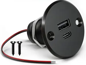 V RV USB Outlet DC V QC & PD Charging Port W HighSpeed Charging Socket, Flush Mount USB Fast Aluminum Charger for Camper Car Boat Truck Drill Hole /inch (Screw Mount)