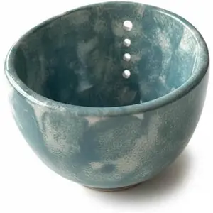Herb Stripper Bowl, Herb Stripping Bowl with Multiple Hole Sizes to Separate Leaves from Stems (Blue)