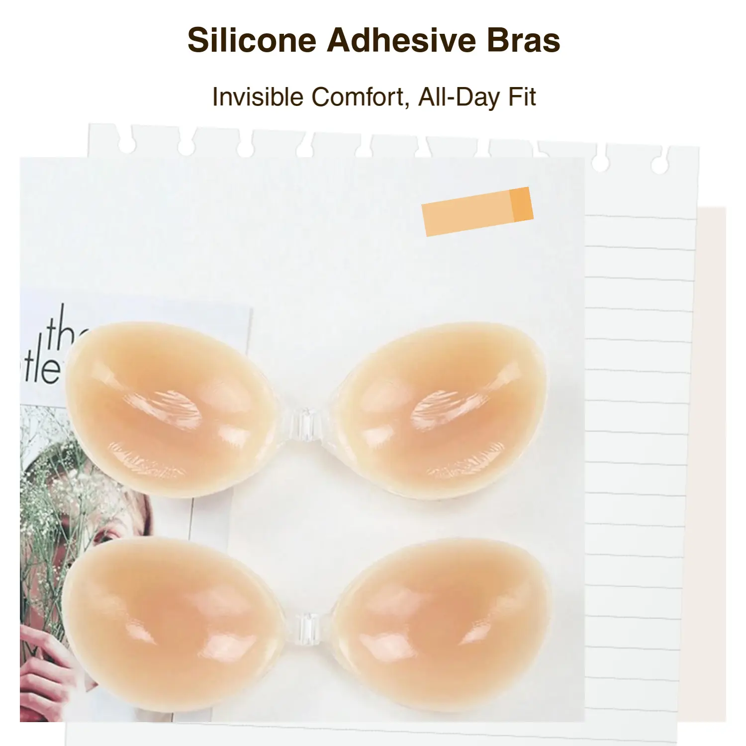 Women's Silicone Adhesive Bra Set Invisible Reusable Design Perfect for Weddings Summer Comfortable Daily Wear Underwear Transparent Material Seamless Look tiktokshopspringglowup, Formal, Accessory