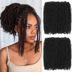 Afro Kinkys Bulk Synthetic Hair 12 Inch 3 Pcs/Lot（150g）Natural Black Afro Kinky Bulk for Dreadlock Extensions Microloc Loc Repair Twists Mini Twist Hair Braiding Hair (1 B, 12inch)