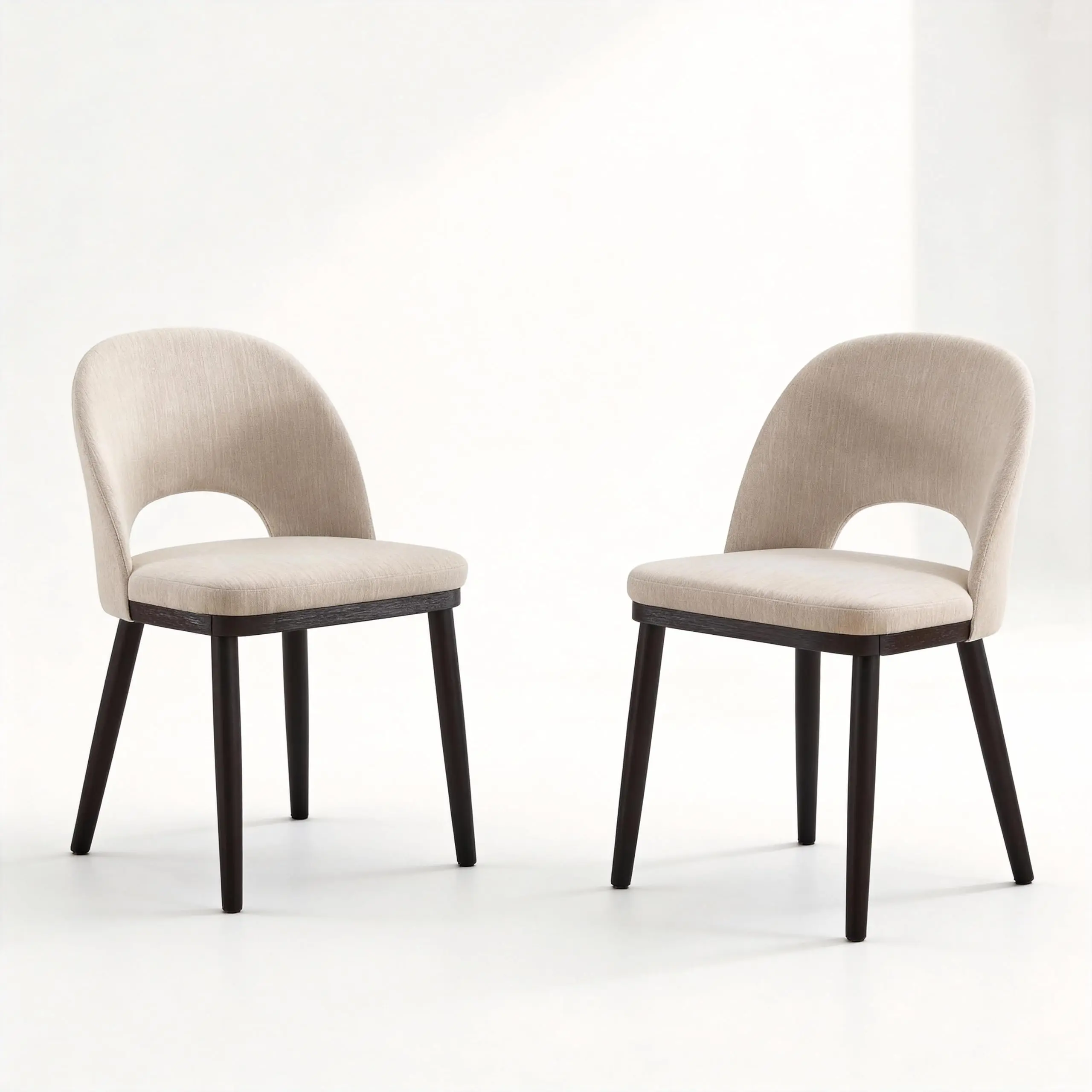Garvee 6-piece set of upholstered dining chairs in mid-century modern style with aged solid wood frame, thick padding, and ergonomically curved backrest for restaurants