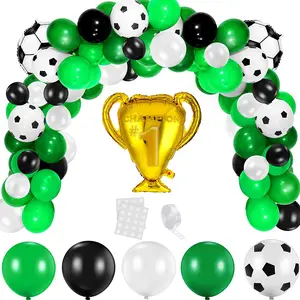 Aoriher Soccer Balloons 108 Pcs Soccer Party Decoration Soccer Balloon Arch Party Decor Include Soccer Championship Trophy White Black Foil Latex Balloons for Birthday Party Supplies(Classic Color) Aoriher