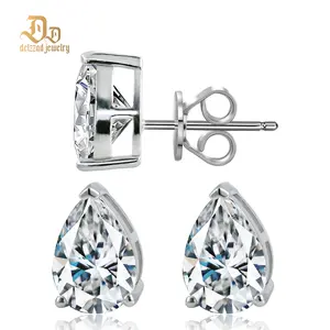 Delzzad Pear Cut Stud Earrings Lab-Created Moissanite Stud Earring S925 Sterling Silver Moissanite Jewelry Perfect Birthday Mother’s Day Christmas Gift for Men Women Wedding Set