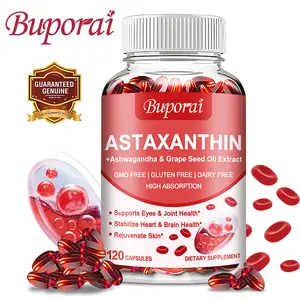 Buporai - Astaxanthin Supplement 24 mg, 2 Month Supply - With Grapeseed Oil Ashwagandha Extract - Antioxidants Non-GMO & Gluten-Free 120 Softgels