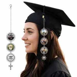 Custom Graduation Memorial Photo Charm, Personalized Tassel Charm for Grad Cap, Angel Wing Graduation Keepsake, Custom Photo Graduation Gift