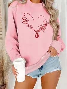 Creative Heart Design Warm Sporty Sweatshirt, Graduation Long Sleeve Top, Back-To-School Clothing, Women's Teacher, Fall & Winter