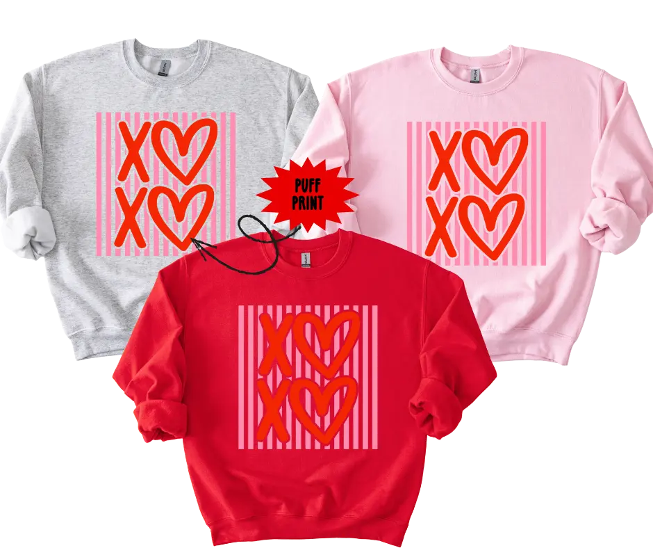 XOXO Valentine Puff Print Preppy Sweatshirt