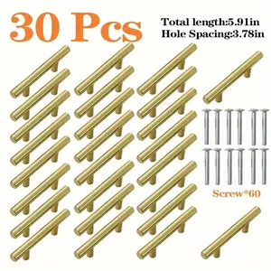 30pack Modern Brushed Stainless Steel Cabinet Door Handles and Drawer Pulls, Durable Metal Hardware, Easy Installation