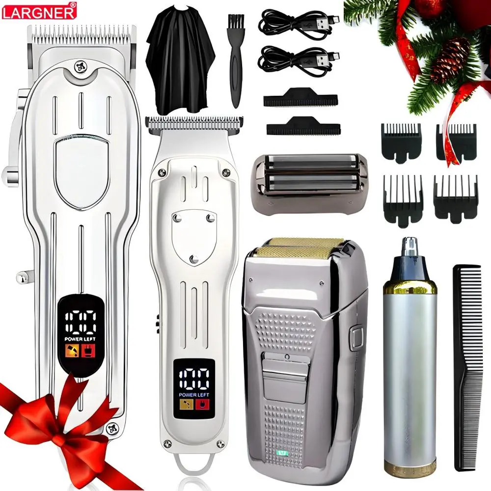 4 in 1 Hair Cutting Kit, 1 Set Professional Hair Clippers & Shaver with Digital Display, Hair Clipper Trimmer, Cordless Beard Trimming Tool for Men, Rechargeable Hair Grooming Set