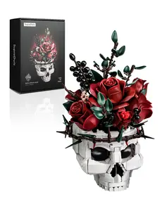Supreowls Gothic Skull Rose Building Set – DIY Dark Botanical Blocks for Adults, Horror Decor for Halloween or Valentine’s,Christmas Gift for Brick Fans & Collectors