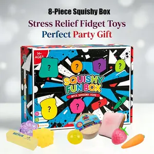 8-Piece Poke Squishy Box Set, Malt Sugar Stress Relief Fidget Toys, Sensory Bundle, Creative Slow-Rebound Squishies, Party Gifts with 8 Unique Styles