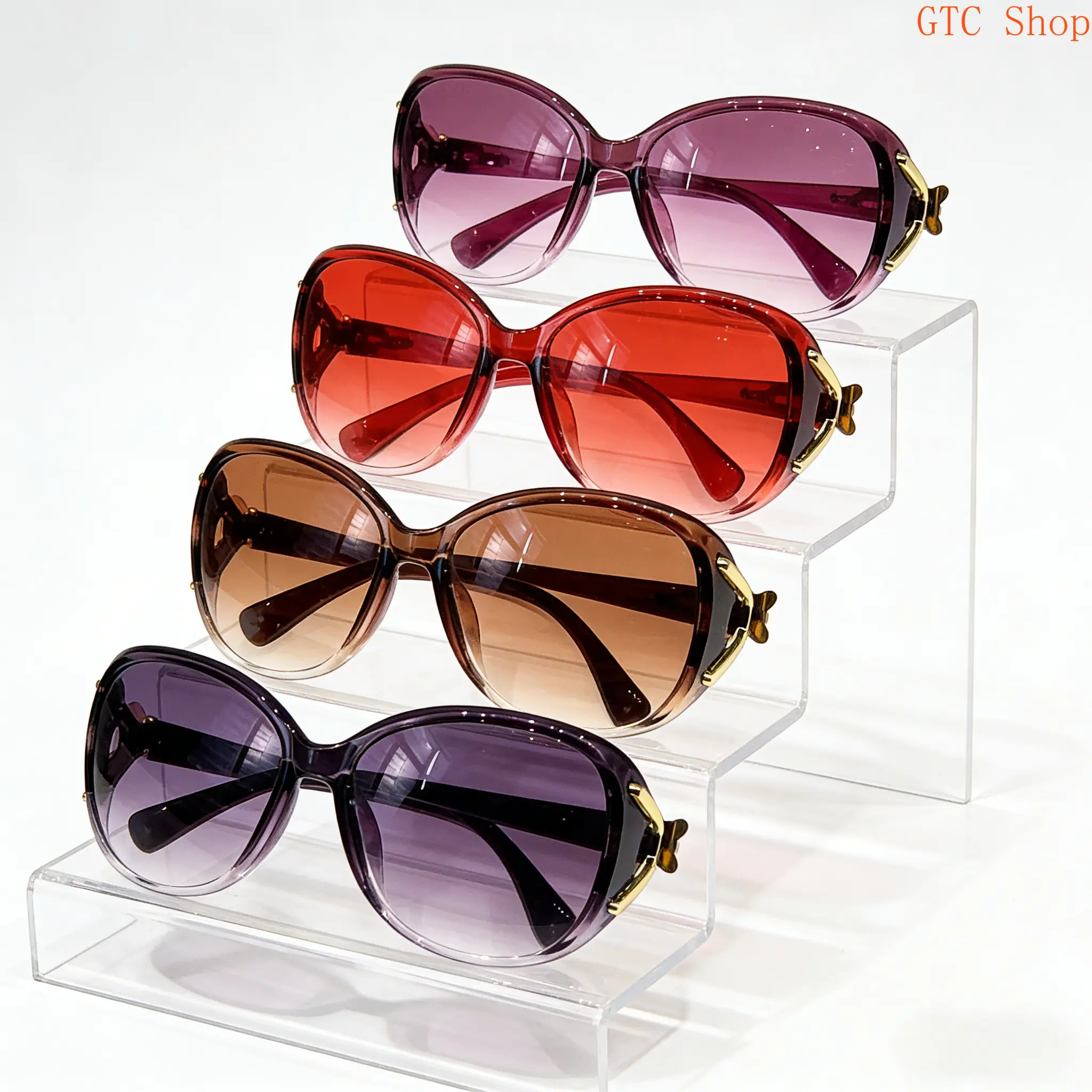 4-Pack Y2K Women’s Oversized Round Tortoise Shell Glasses – Lightweight Stylish Non-Prescription Frames with Pink & Purple Tinted AC Lenses, Trendy Fashion Eyewear Perfect for Driving, Travel, Daily Outfits & Casual Everyday Wear summerwins