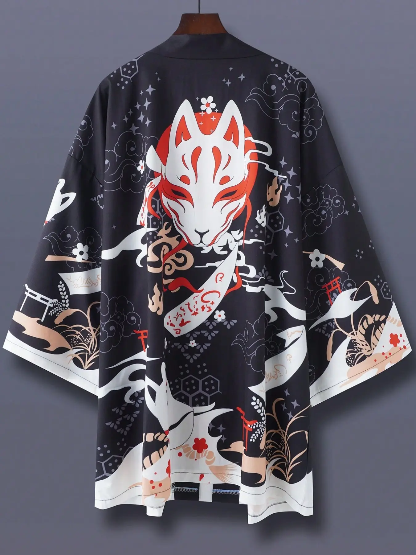 Unisex Loose Fit Beach Jacket, All-Over Print Aesthetic Streetwear Cosplay Outerwear, Summer Sun Protection Shirt, Casual Anime Japanese Kimono Style Clothes