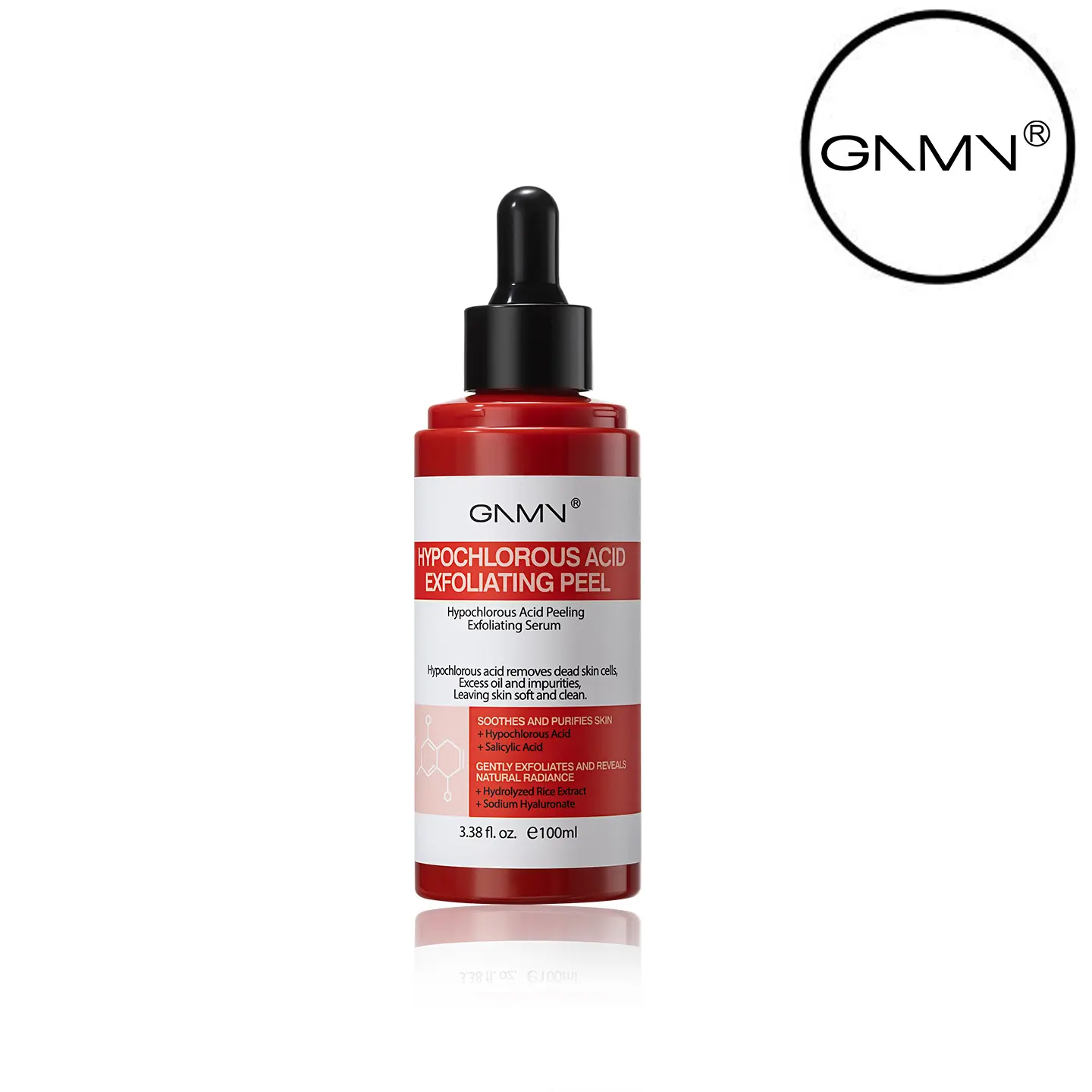 GNMN Hyochlorous Acid Exfoliating Peel Serum 100g - Gently Exfoliates and Purifies Skin Hyperpigmentation Brightening Hydrolyzed Peptides volufiline salicylic acid serum vitamin c serums Hydrating Oil Control Skin Friendly Hypoallergenic Skin Repair tikto
