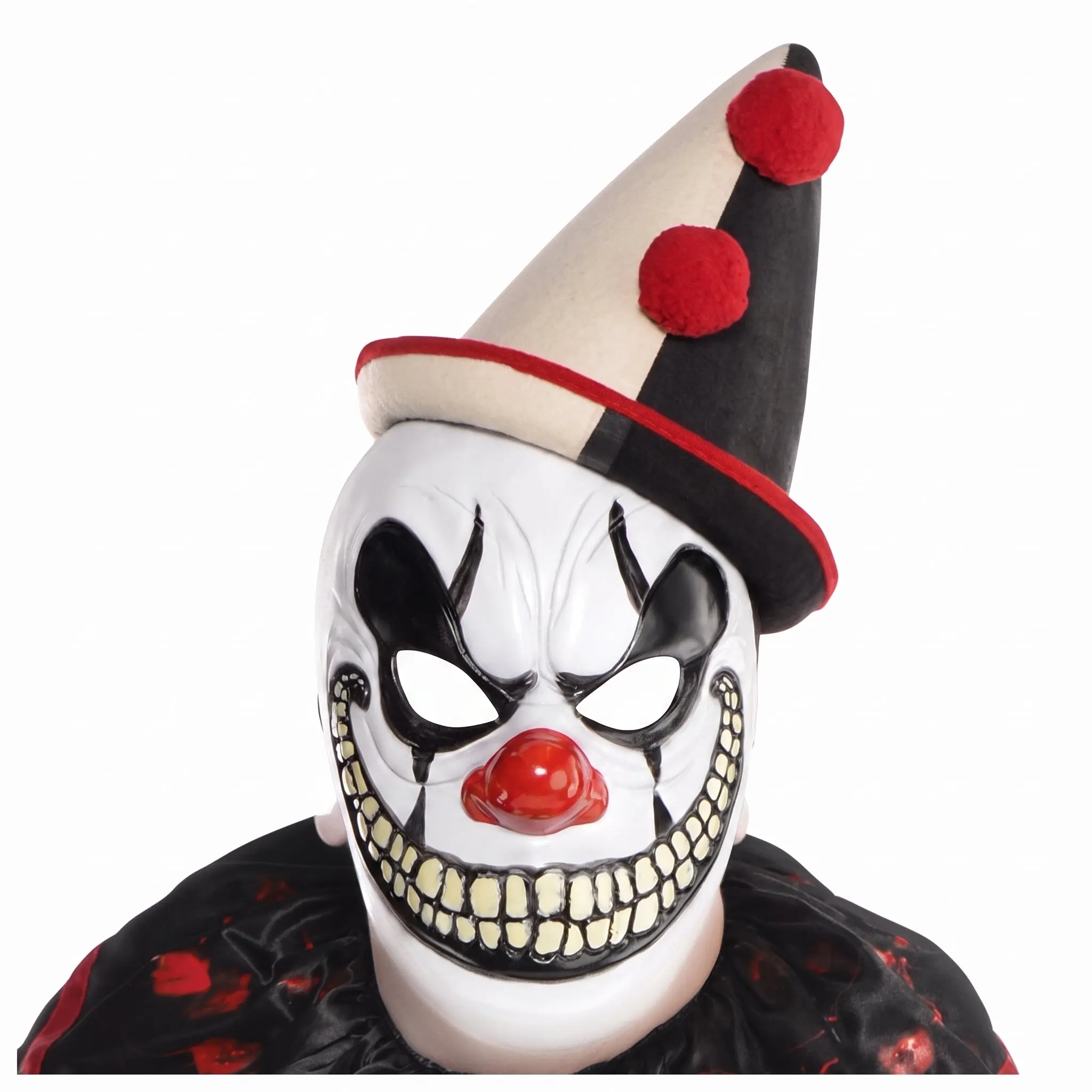 Freak Show Scary Clown Mask - Red, White, Black Halloween Accessory