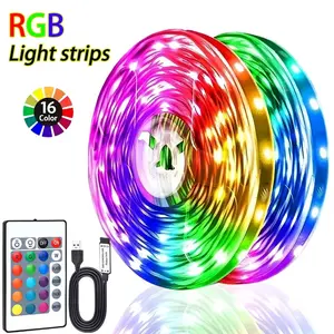 RGB LED Strip Light with Remote Control, USB Powered Backlight for TV, Bedroom Decor, Christmas Party, Romantic Atmosphere, LED Lights Strips