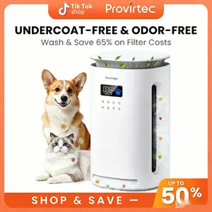 Provirtec Pawtent Pet Air Purifier for Home Kitchen Living Room, DC-Powered ABS-Body, H13 True HEPA Filter for Allergy Relief, Captures Floating Cat&Dog Hair&Dander, Includes 3 Washable Replacement Pre-Filters