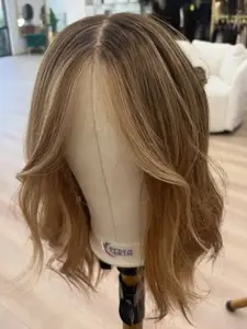 Soft 14 Inch 150 Density Highlight Blonde Straight Wig 13x4, 100% Human Hair, Front Cut Baby Hair Lace, Women's Daily Wear