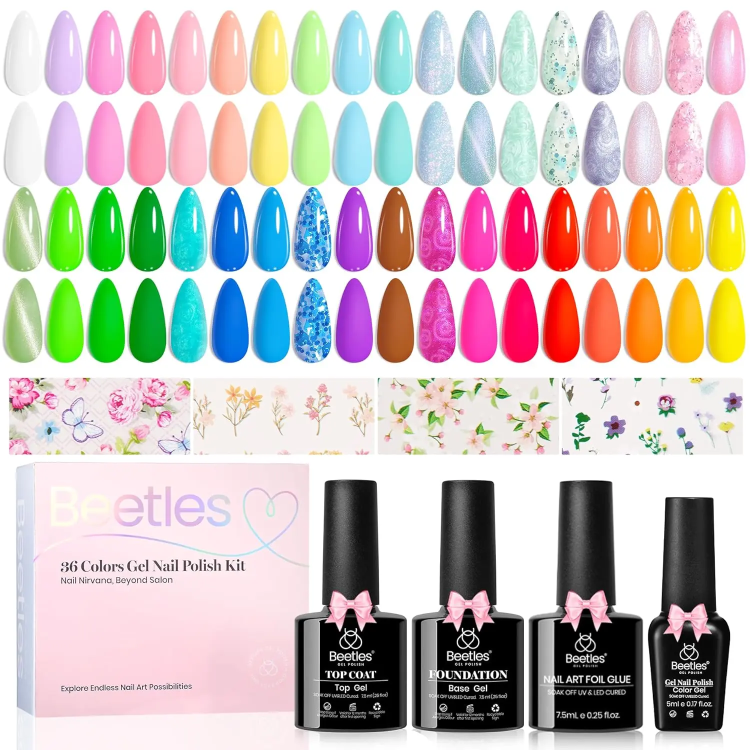 Beetles 36Colors Gel Polish Set【Base & Top Coat&Color Gel&Manicure Tool&Decoration】DIY Nails at home gift Cosmetic Glitter #TikTokShopBacktoSchool