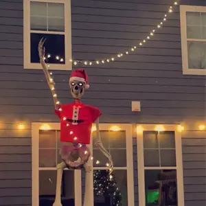 12 Foot Skeleton Santa tee shirt - dress SKELLY up for Christmas! Santa Shirt for 12 Foot SkeletonGiant Skeleton Costume Tee Fits Home Depot Menswear Outfit Festive Lawn