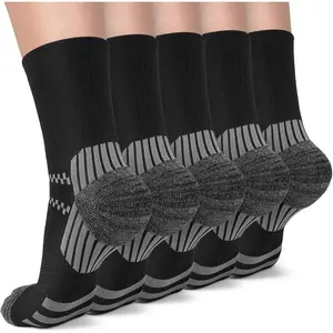 5 Pairs Copper Compression Socks for Women & Men Ankle Plantar Fasciitis Arch Support Running Socks for Athletic,summervibes