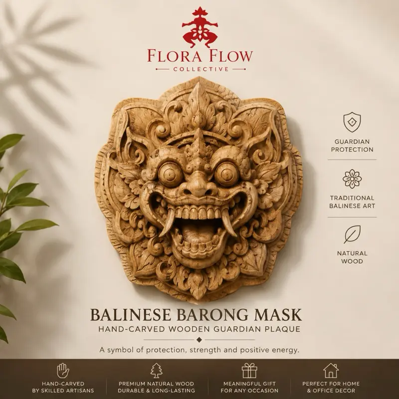 Barong-Inspired Guardian Spirit — Original Hand-Carved Wood Sculpture