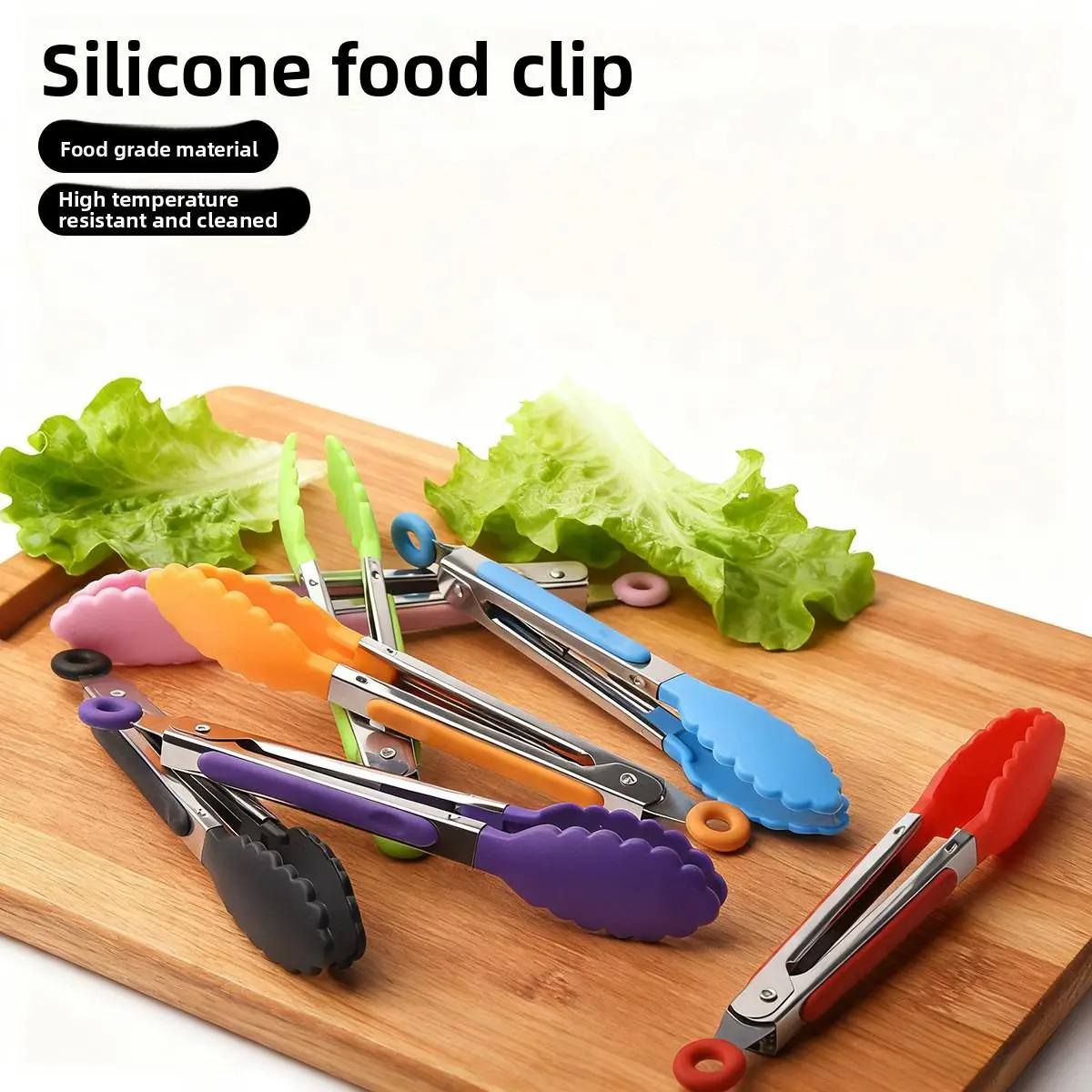 U-Taste 9 in Silicone Nylon Kitchen Tongs, 600ºF Heat Resistant Tong Shape Utensils with Firm Seal