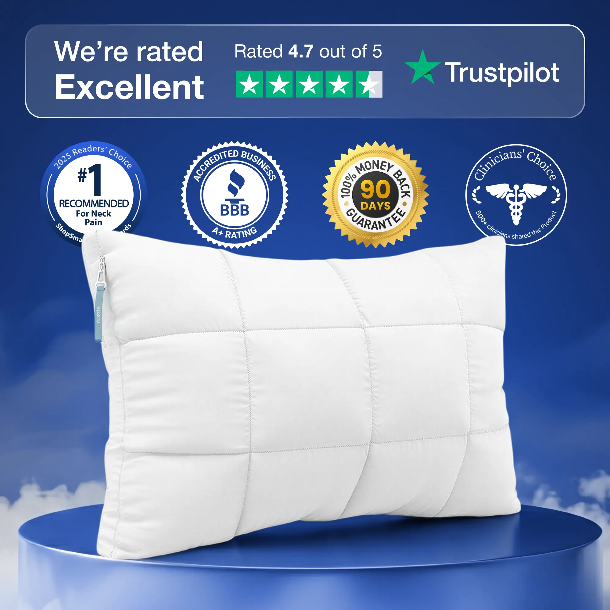 【Summer Sale Deals】Nuzzle Cooling Adjustable Pillow for Side Sleepers, Luxury Bed Pillow Hotel Collection - Best Adjust Height Soft Firm Pillow for Back, Stomach or Side Sleepers - Home Gifts, Adjustable Height, Anti-Allergic