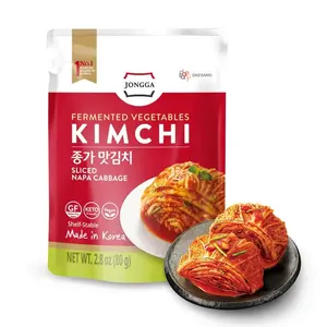 Spicy Premium Kimchi Cabbage Napa [ FUN SIZE Pouch Pack of 8] - [Original] – (Gluten Free / KETO / Vegan) | 0 Fat/ 0 Sugar/ 0 Cholesterol | Fermented Kimchi | Long Shelf Life | Perfect for Ramen & Stir-Fries - JONGGA