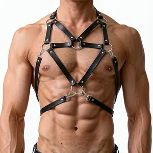 【Flash Sale】Warandod Gothic Punk Leather Harness Chest Belt, Adjustable Body Chain Festival Accessories for Men, Rave Party Costume Accessory, Cosplay Music Festival Outfit Jewelry, Versatile One Size Daily Wear Styling Gift