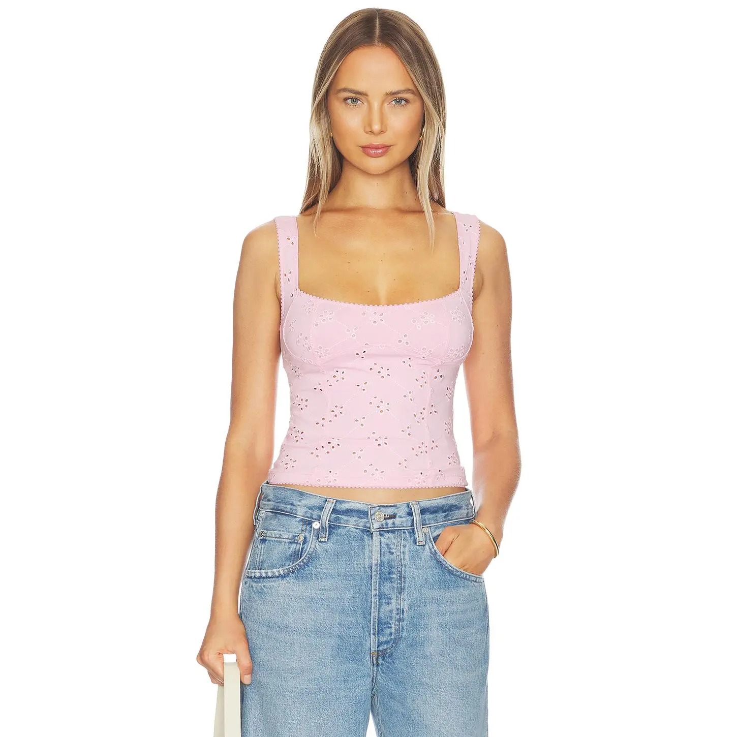 Free People Full Bloom Eyelet Cami in Sweet Dream
