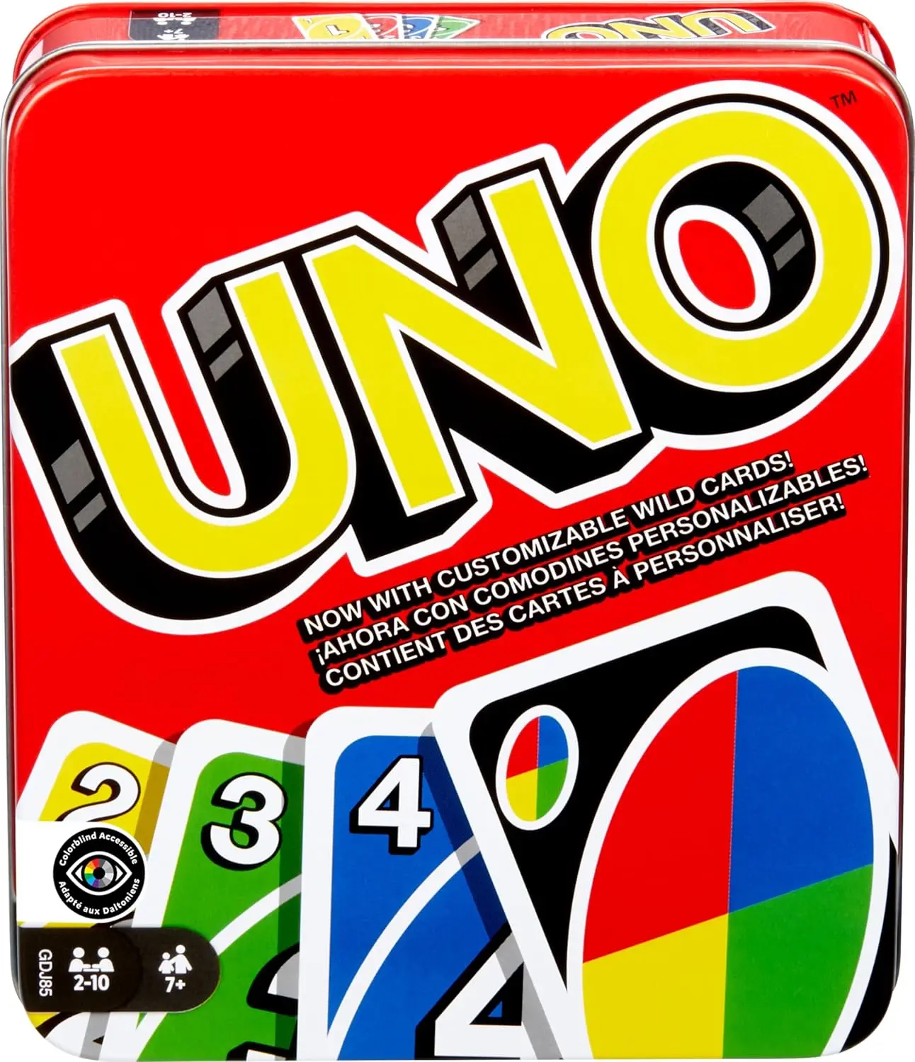 UNO Card Game, Family & Party Card Game for Kids and Adults, Color-Blind Accessible Deck with Customizable Wild Cards