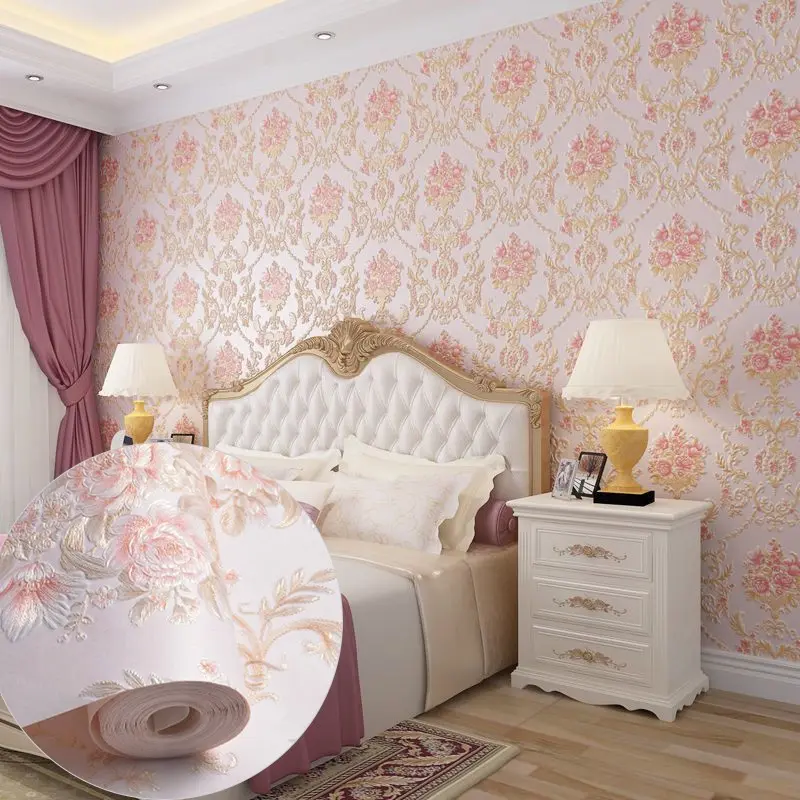 A roll of 20.86*393.7 inch self-adhesive European-style embossed 3D floral thickened Decorative Wallpaper, Sticky Wallpaper Peel and Stick, peel-and-stick for easy installation, suitable for living room, bedroom, study, TV feature wall, home decoration.
