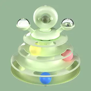 4-Tier Interactive Cat Toy Tower with Rolling Balls and Cat Nip