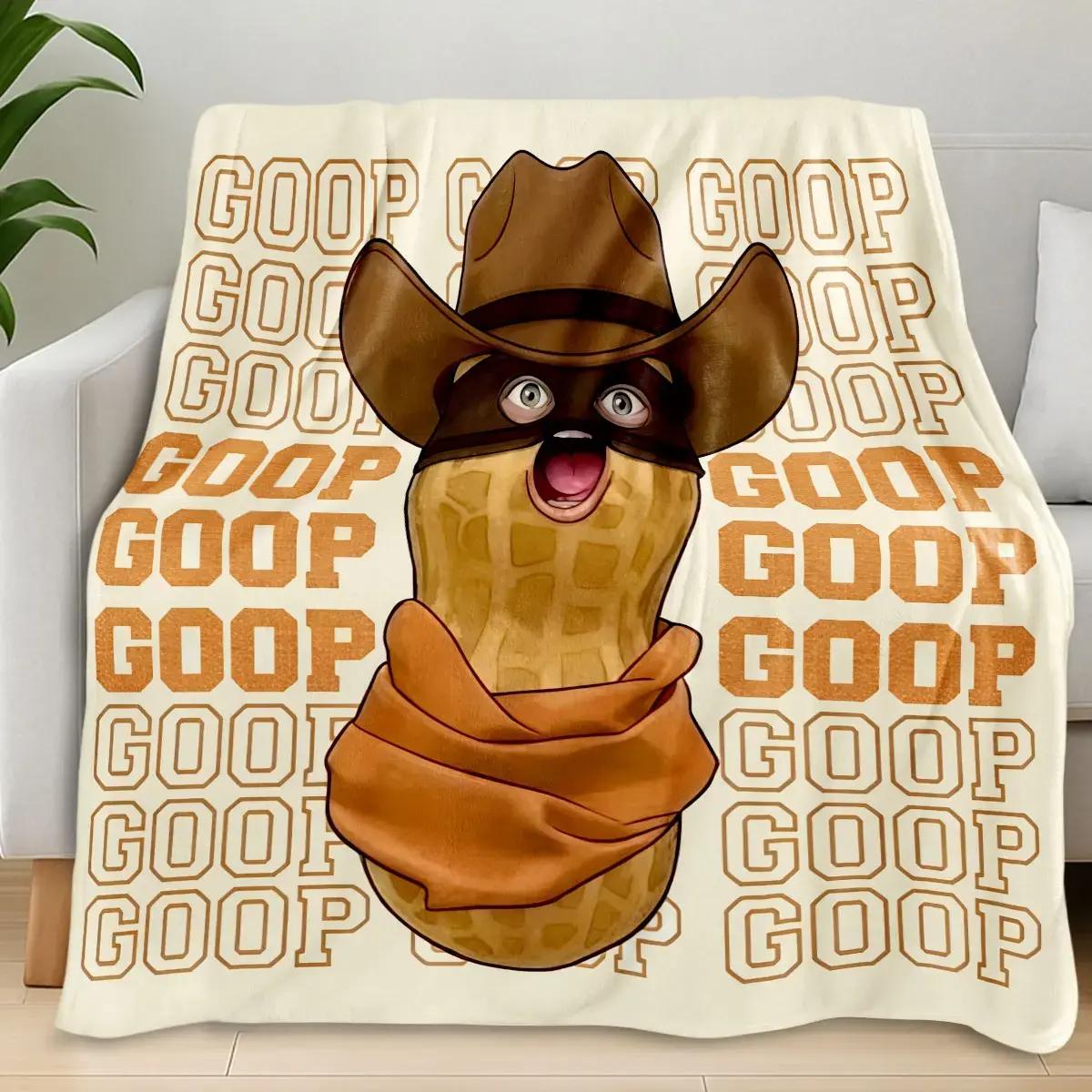 Goop Goop Cowboy Peanut Viral Meme Print Flannel Blanket Cooling Blanket Homegoods Soft Cozy For Bedroom Living Room Sofa For Meme Fans Western Lovers Perfect Gift