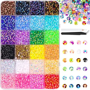 24-color 3 mm laser flat resin crystal (synthetic) embellishment set — a complete DIY jewelry kit that includes all necessary tools, suitable for teens, adults, and beginners; also applicable to nail art, phone case decoration, jewelry making, crafts, and