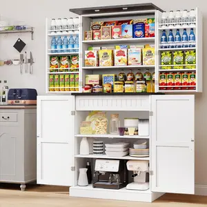 72" Tall Pantry Cabinet, 31.5" W Larger Farmhouse Kitchen Pantry Cabinet with Barn Doors, Hidden Drawer and 4 Shelves, Wood Versatile Storage Cabinet for Kitchen, Dining Room, Living Room