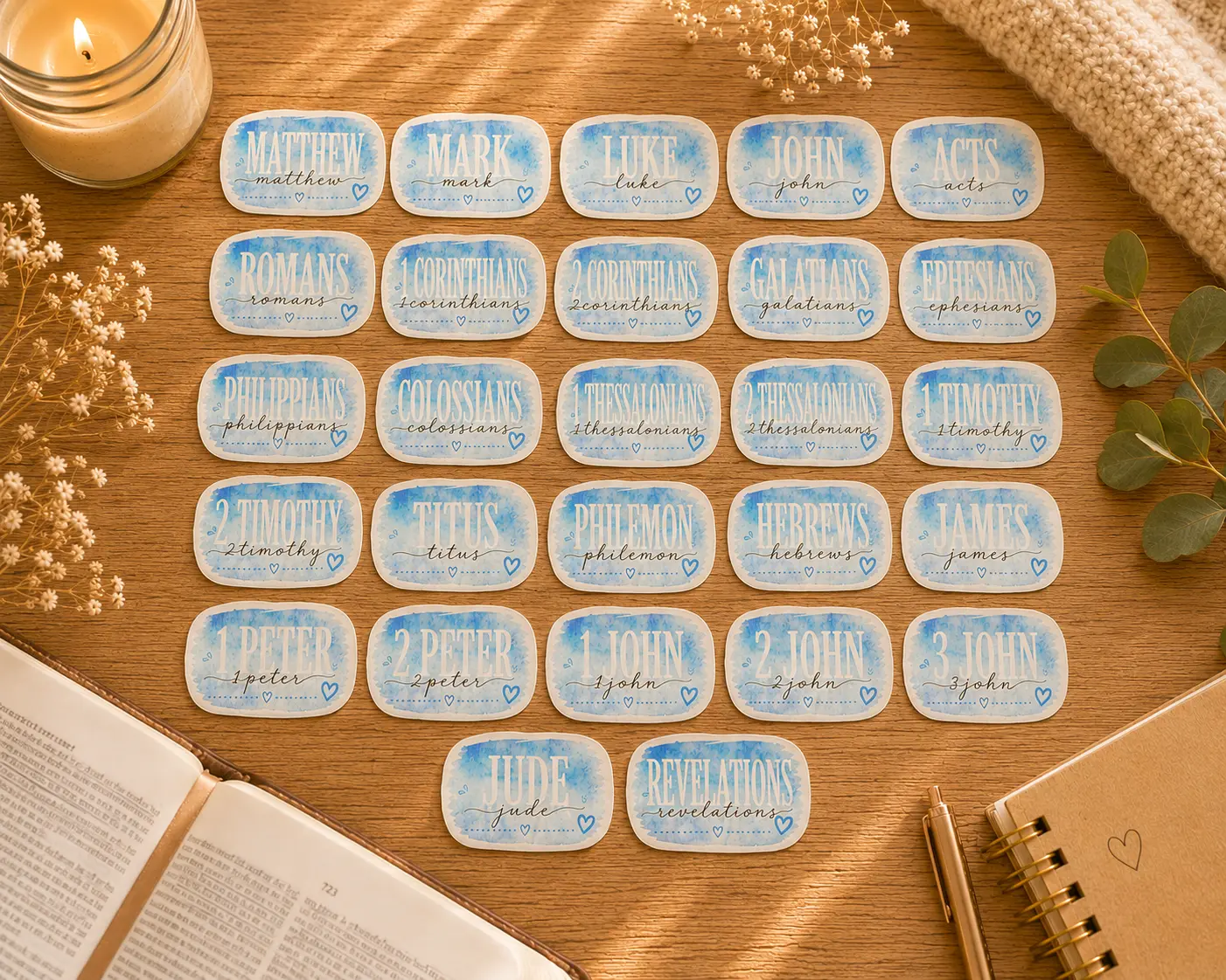 Bible Book Name Sticker Labels, Spiritual Planner Organizer Accessories for Christian Bible Study Navigation, Christian Gifts
