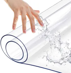 14x24 in Clear Table Protector Plastic PVC Desk Protector Tablecloth Cover Office Desk Pad Mat Wood Furniture Glass Dining Tabletop Countertop Protection Waterproof Rectangular with Free Mouse Pad