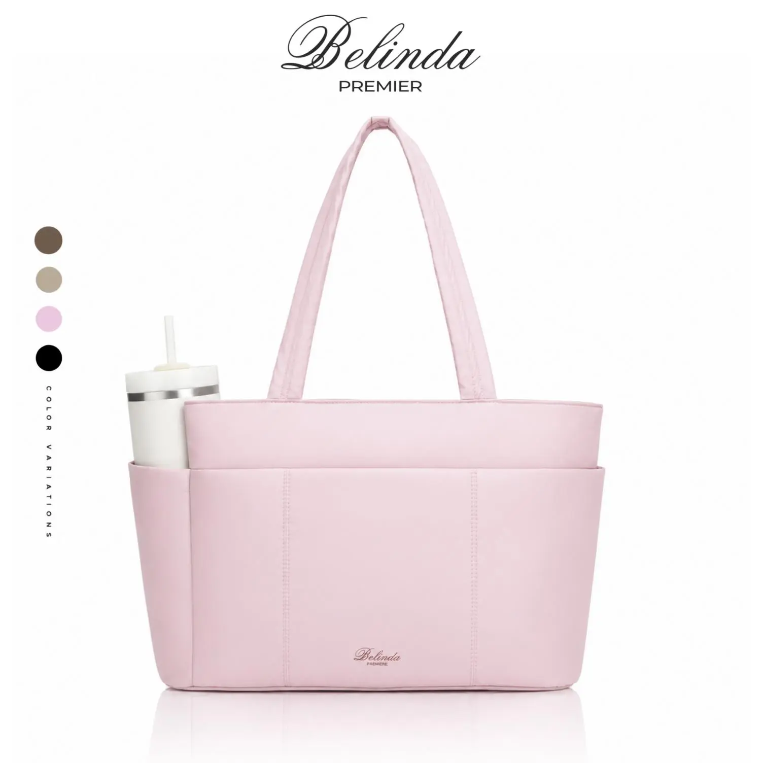 BELINDA Puffy Tote Bag for Women 14-inch Laptop Shoulder Handbag Lightweight Work Tote with Multiple Pockets for Travel & Work Organize Zipper Closure Durable Tote Bag