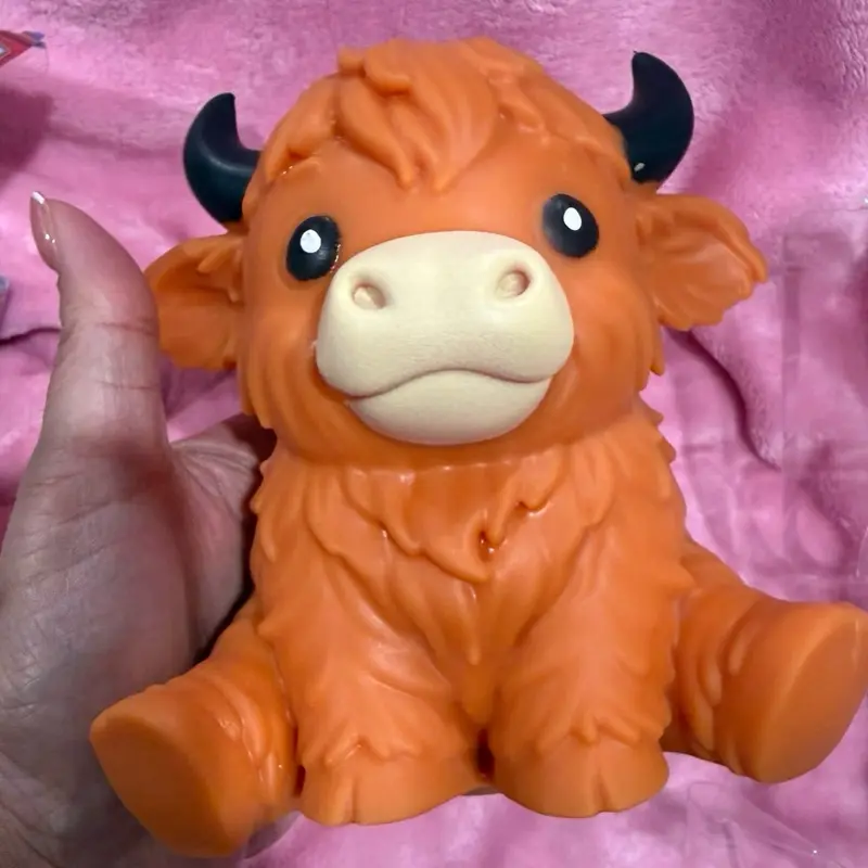 Jumbo Highland Cow Squishy Toy – Soft Sensory Stress Relief