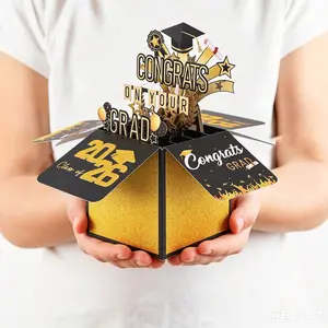 Pop Up Graduation Card 2026, 3D Pop Up Congrats Grad Card with Envelope Class of 2026 Happy Graduation Gifts Buitl in Money & Gift Card Holder for College High School