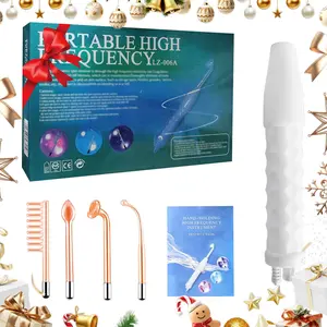 【Renhui】4 in 1 High Frequency Electrode Wand, 1 Set FacialSkin Firming & Lifting Beauty Machine, BeautyInstrument for Home & Travel, Facial CleansingInstrument,Facial Care Instrument, White