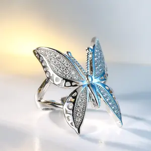 Creative Jewelry Ring — Women's Hand Accessory: Large Butterfly Open-Style Ring with Zircon, Stylish Accessories For Women, Accessories For Women