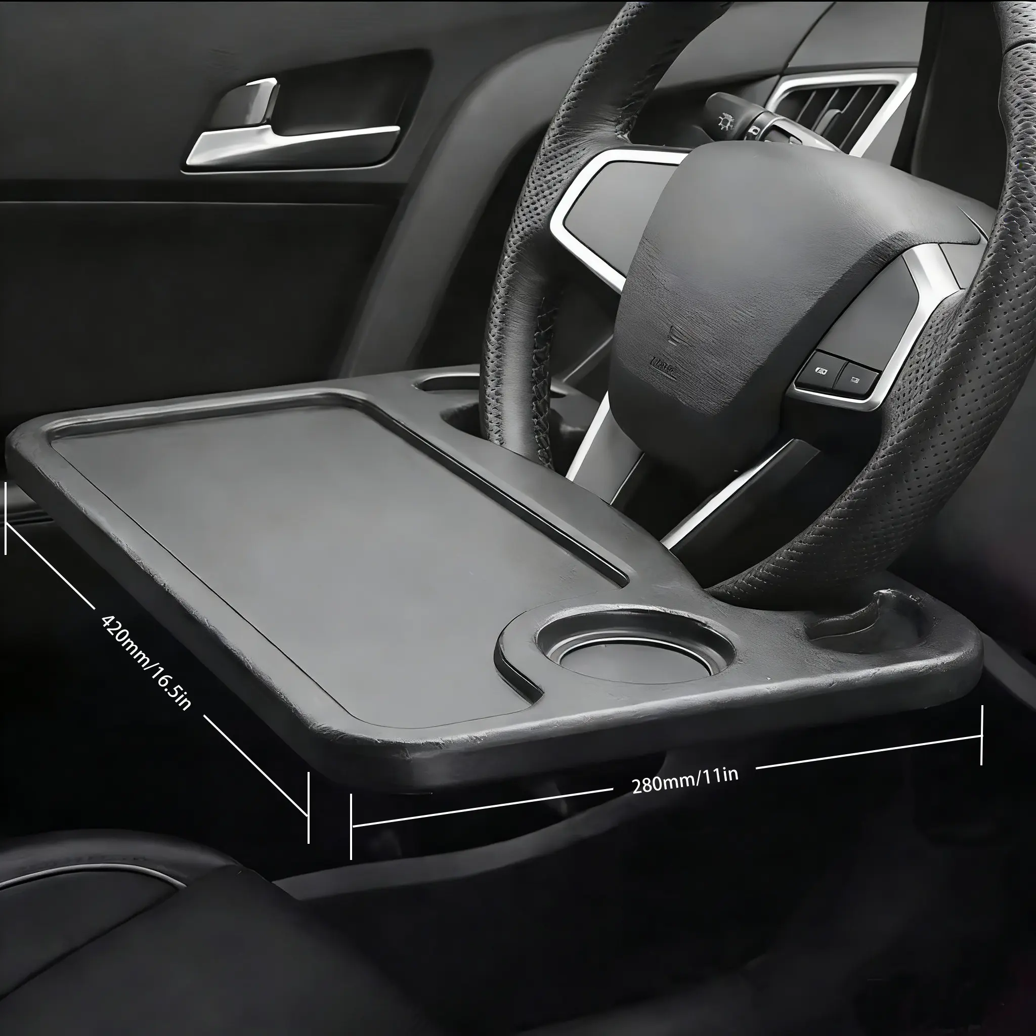 Upgrade Your Car Comfort! Car Steering Wheel Tray Table + Seat Back Organizer with Storage & Cup Holder | Eat, Drink, Work Easily on the Road Car Accessories