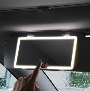 Car Vanity Mirror-White-Sun Visor Rechargeable LED Car Mirror, 3 Modes & 60 LEDs, Touch Control Dimmable