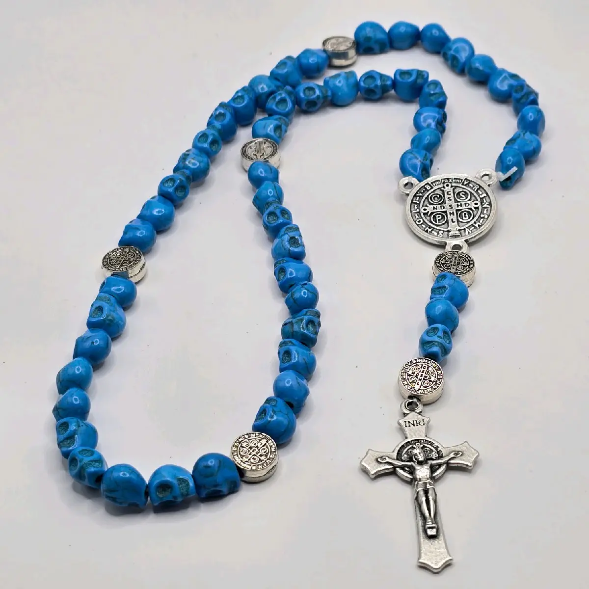 Memento Mori Skull Rosary light, stretchy, bracelet rosary (Homemade and Made-to-order)