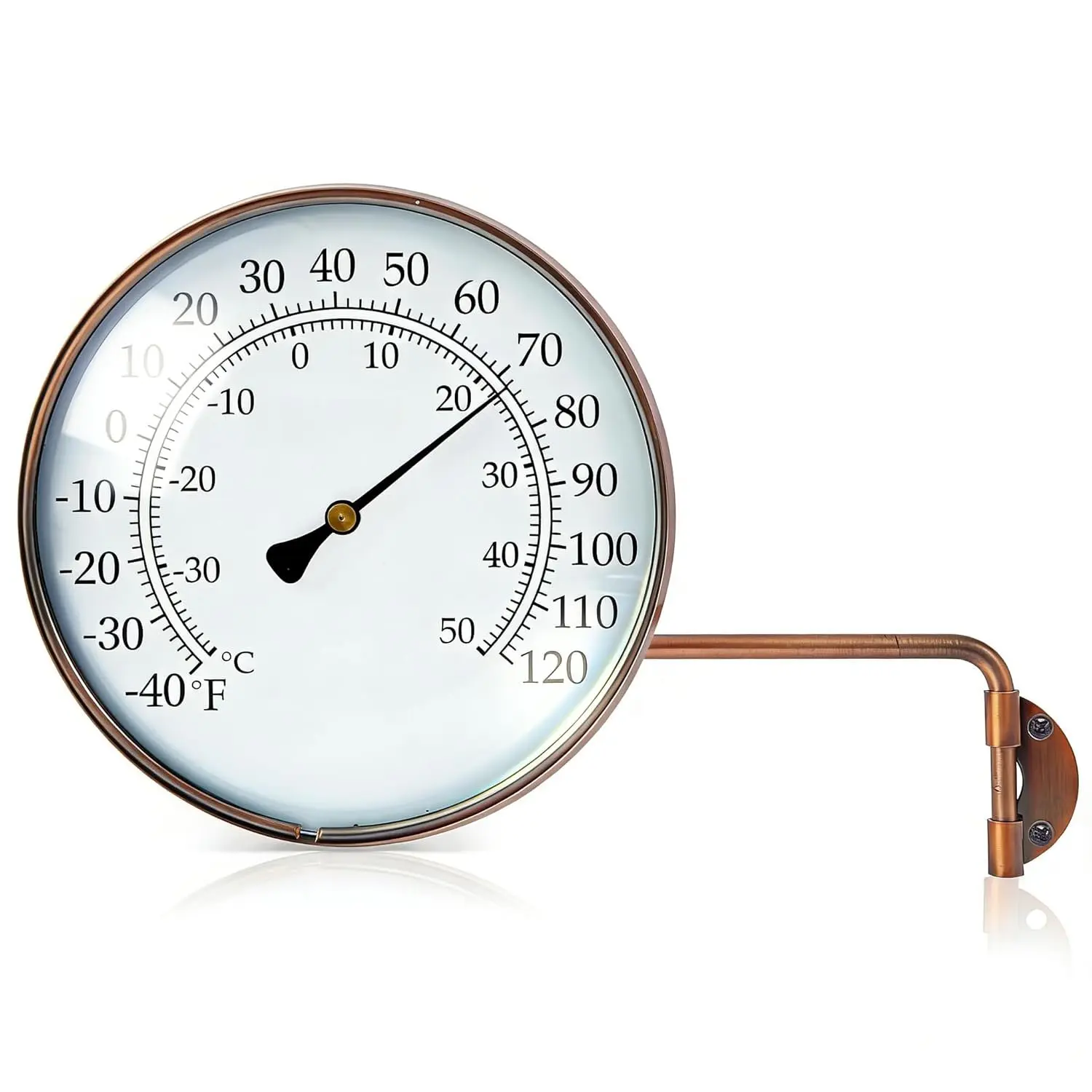 6-inch Outdoor Thermometer for Patio, Outside Analog Temperature Gauge - Weather Resistant for Garden, , and Greenhouse, Garge, Brass Swivel Thermometer.