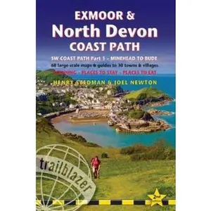 USED-Exmoor & North Devon Coast Path: British Walking Guide: SW Coast Path Part 1 - Minehead to Bude: 68 Large-Scale Maps & Guides to 30 Towns & Villages - by Stedman, Henry (Paperback)