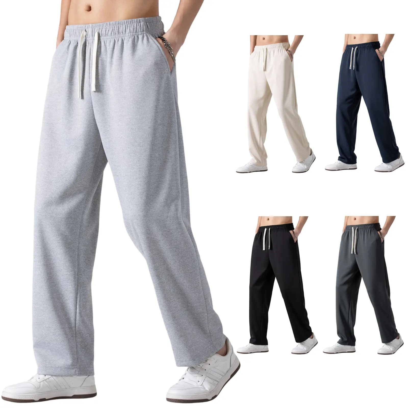 Men's Regular Fit Solid Drawstring Waist Sweatpants, Casual Pocket Design Pants for Spring & Fall, Men's Trousers for Daily Wear, Yoga Training Pants affordable  streetwear yoga training pant Tracksuit Bottoms Summer Lounge Tracksuit